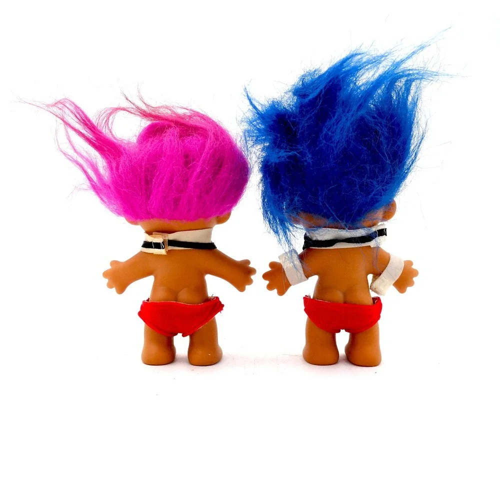 Vintage Russ Chippendale Troll Pair – 1990s Dancer Troll Dolls‎ Set Bowtie